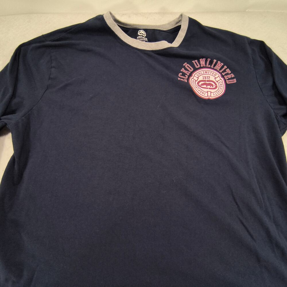 Ecko Unltd Crew Neck Casual Long Sleeve T Shirt Mens Size Extra Large XL Navy